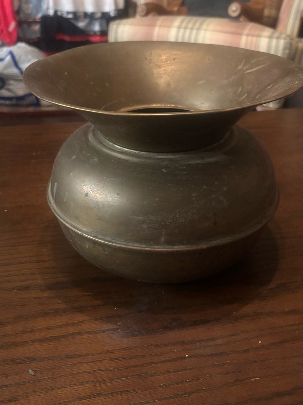 Vintage Brass Spittoon Cuspidor 10” Wide x 7” Tall